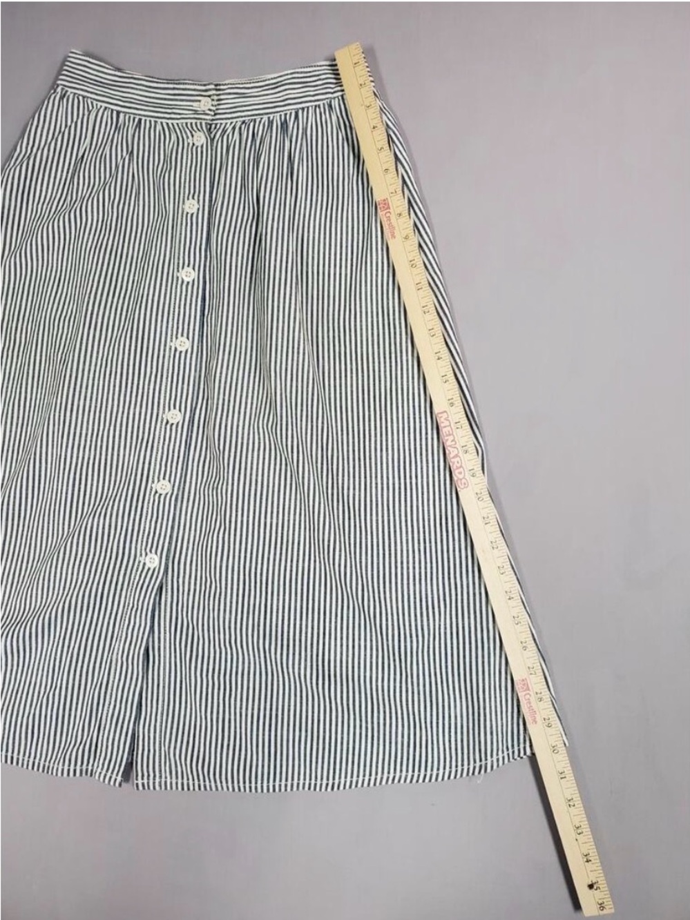 Madewell Chambray Button Front Midi Skirt Blue Striped Size 2 - Picture 5 of 8